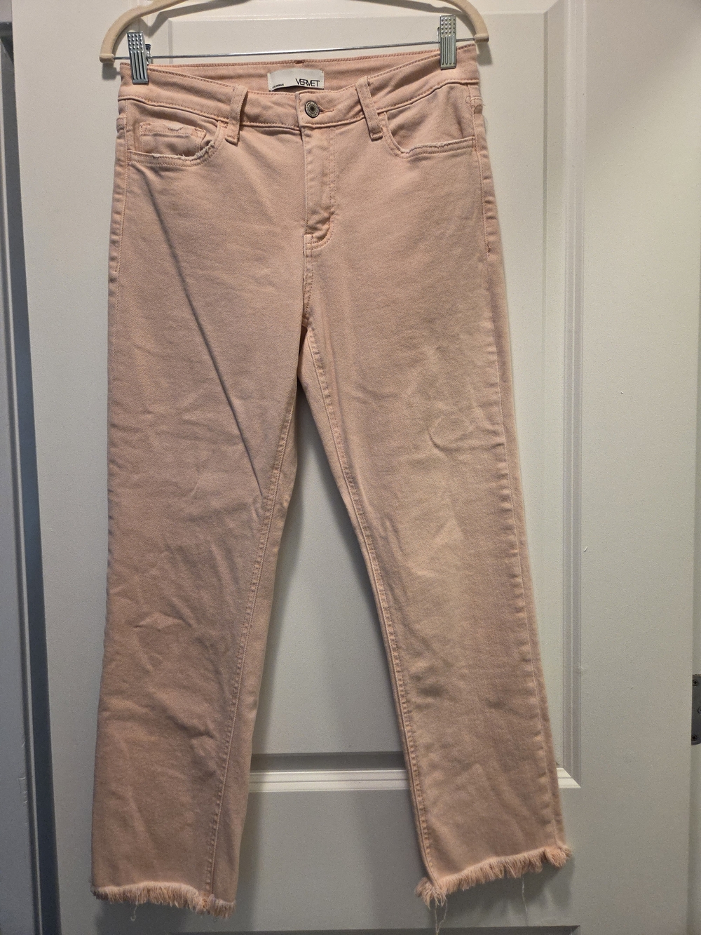 VERVET Los Angeles Pink Raw Hem Straight Jeans Size 29